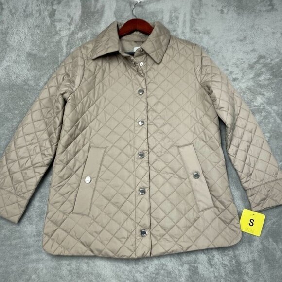 Anne Klein Jackets & Blazers - Anne Klein Womens Quilted Tan Jacket Small Lightweight Snap Front d0473
